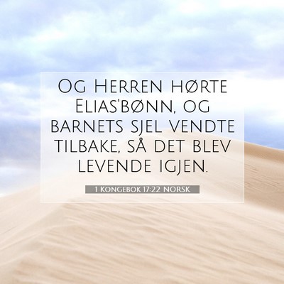 Picture 07 - 1 Kongebok 17:22 NORSK - Og Herren hørte Elias'bønn, og barnets sjel - Bible Verse Picture