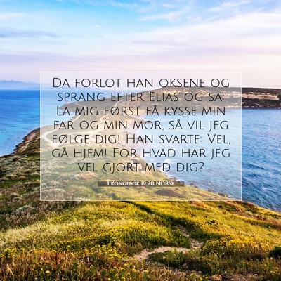 Picture 07 - 1 Kongebok 19:20 NORSK - Da forlot han oksene og sprang efter Elias og sa: - Bible Verse Picture