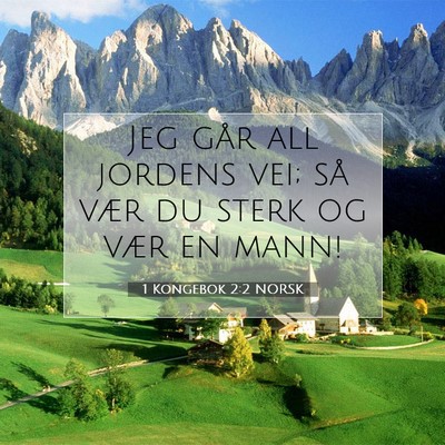 Picture 07 - 1 Kongebok 2:2 NORSK - Jeg går all jordens vei; så vær du sterk og - Bible Verse Picture
