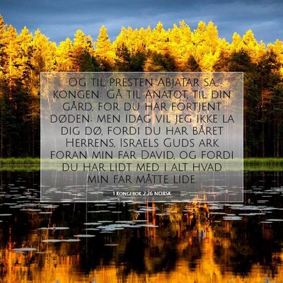 Picture 07 - 1 Kongebok 2:26 NORSK - Og til presten Abjatar sa kongen: Gå til Anatot, - Bible Verse Picture