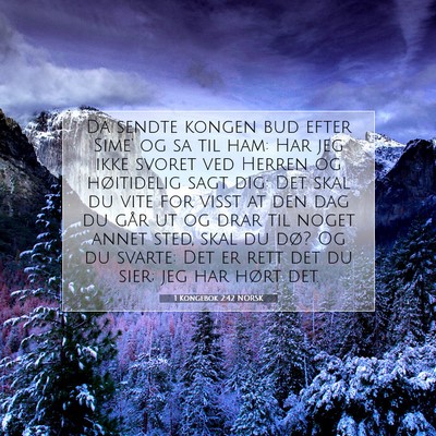 Picture 07 - 1 Kongebok 2:42 NORSK - Da sendte kongen bud efter Sime' og sa til ham: - Bible Verse Picture