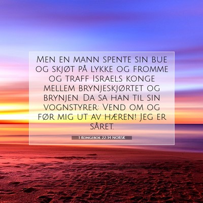 Picture 07 - 1 Kongebok 22:34 NORSK - Men en mann spente sin bue og skjøt på lykke og - Bible Verse Picture