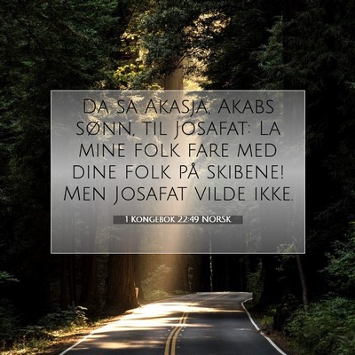 Picture 07 - 1 Kongebok 22:49 NORSK - Da sa Akasja, Akabs sønn, til Josafat: La mine - Bible Verse Picture