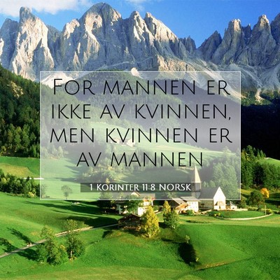 Picture 07 - 1 Korinter 11:8 NORSK - For mannen er ikke av kvinnen, men kvinnen er av - Bible Verse Picture