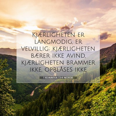 Picture 07 - 1 Korinter 13:4 NORSK - Kjærligheten er langmodig, er velvillig; - Bible Verse Picture