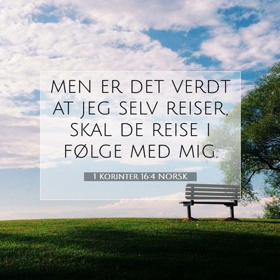 Picture 07 - 1 Korinter 16:4 NORSK - men er det verdt at jeg selv reiser, skal de - Bible Verse Picture