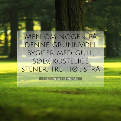 Picture 07 - 1 Korinter 3:12 NORSK - Men om nogen på denne grunnvoll bygger med gull, - Bible Verse Picture