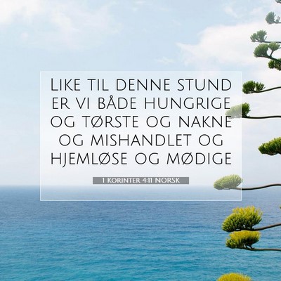 Picture 07 - 1 Korinter 4:11 NORSK - Like til denne stund er vi både hungrige og - Bible Verse Picture