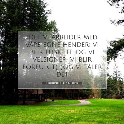 Picture 07 - 1 Korinter 4:12 NORSK - idet vi arbeider med våre egne hender; vi blir - Bible Verse Picture