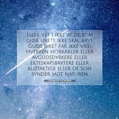 Picture 07 - 1 Korinter 6:9 NORSK - Eller vet I ikke at de som gjør urett, ikke skal - Bible Verse Picture