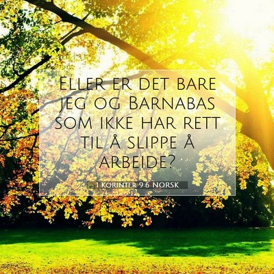 Picture 07 - 1 Korinter 9:6 NORSK - Eller er det bare jeg og Barnabas som ikke har - Bible Verse Picture