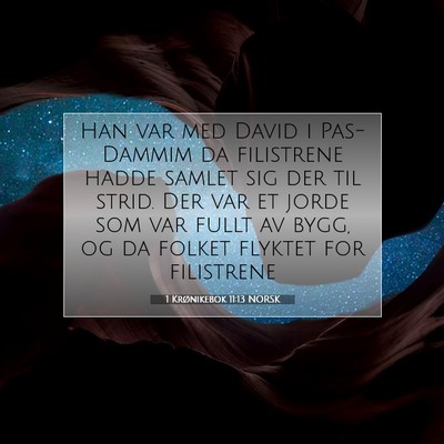 Picture 07 - 1 Krønikebok 11:13 NORSK - Han var med David i Pas-Dammim da filistrene - Bible Verse Picture