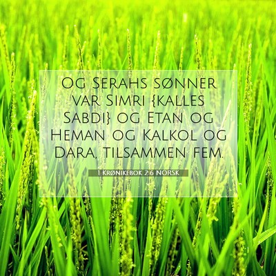 Picture 07 - 1 Krønikebok 2:6 NORSK - Og Serahs sønner var Simri {kalles Sabdi} og - Bible Verse Picture