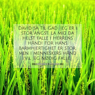 Picture 07 - 1 Krønikebok 21:13 NORSK - David sa til Gad: Jeg er i stor angst; la mig da - Bible Verse Picture