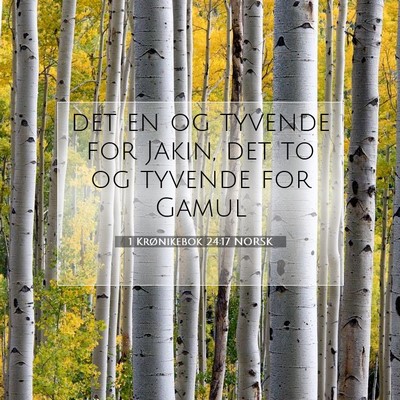 Picture 07 - 1 Krønikebok 24:17 NORSK - det en og tyvende for Jakin, det to og tyvende - Bible Verse Picture