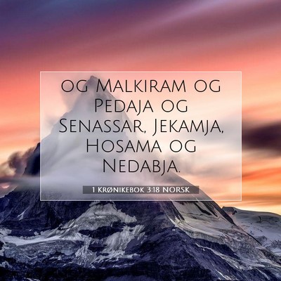 Picture 07 - 1 Krønikebok 3:18 NORSK - og Malkiram og Pedaja og Senassar, Jekamja, - Bible Verse Picture