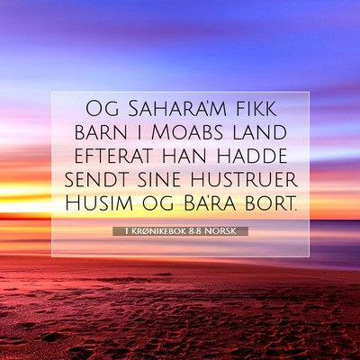 Picture 07 - 1 Krønikebok 8:8 NORSK - Og Sahara'm fikk barn i Moabs land efterat han - Bible Verse Picture