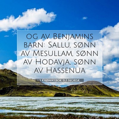 Picture 07 - 1 Krønikebok 9:7 NORSK - og av Benjamins barn: Sallu, sønn av Mesullam, - Bible Verse Picture