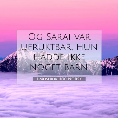 Picture 07 - 1 Mosebok 11:30 NORSK - Og Sarai var ufruktbar, hun hadde ikke noget - Bible Verse Picture