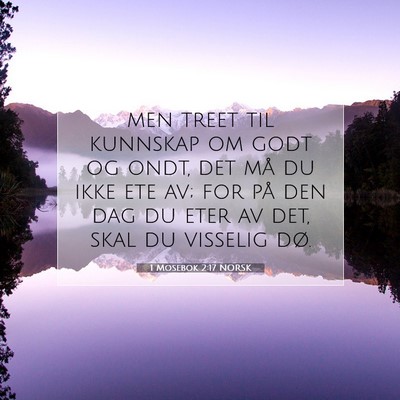 Picture 07 - 1 Mosebok 2:17 NORSK - men treet til kunnskap om godt og ondt, det må - Bible Verse Picture