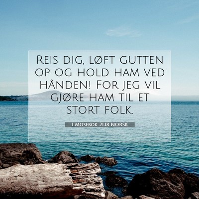 Picture 07 - 1 Mosebok 21:18 NORSK - Reis dig, løft gutten op og hold ham ved - Bible Verse Picture