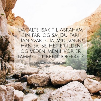Picture 07 - 1 Mosebok 22:7 NORSK - Da talte Isak til Abraham, sin far, og sa: Du - Bible Verse Picture