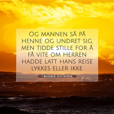 Picture 07 - 1 Mosebok 24:21 NORSK - Og mannen så på henne og undret sig, men tidde - Bible Verse Picture