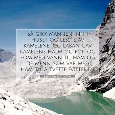 Picture 07 - 1 Mosebok 24:32 NORSK - Så gikk mannen inn i huset og lesste av - Bible Verse Picture