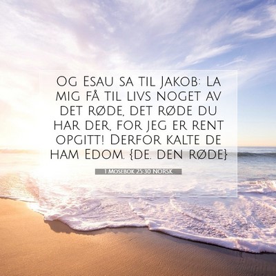 Picture 07 - 1 Mosebok 25:30 NORSK - Og Esau sa til Jakob: La mig få til livs noget - Bible Verse Picture