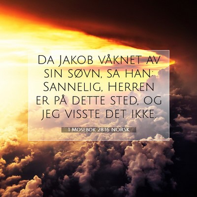 Picture 07 - 1 Mosebok 28:16 NORSK - Da Jakob våknet av sin søvn, sa han: Sannelig, - Bible Verse Picture