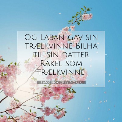Picture 07 - 1 Mosebok 29:29 NORSK - Og Laban gav sin trælkvinne Bilha til sin datter - Bible Verse Picture
