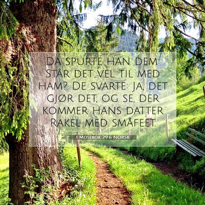 Picture 07 - 1 Mosebok 29:6 NORSK - Da spurte han dem: Står det vel til med ham? De - Bible Verse Picture