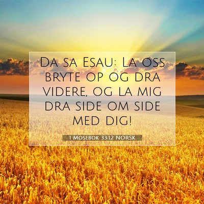 Picture 07 - 1 Mosebok 33:12 NORSK - Da sa Esau: La oss bryte op og dra videre, og la - Bible Verse Picture
