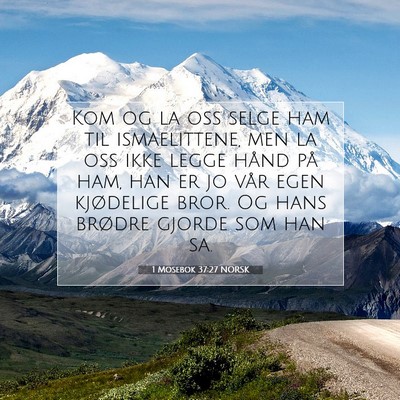 Picture 07 - 1 Mosebok 37:27 NORSK - Kom og la oss selge ham til ismaelittene, men la - Bible Verse Picture