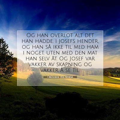 Picture 07 - 1 Mosebok 39:6 NORSK - Og han overlot alt det han hadde, i Josefs - Bible Verse Picture