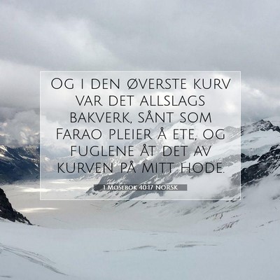 Picture 07 - 1 Mosebok 40:17 NORSK - Og i den øverste kurv var det allslags bakverk, - Bible Verse Picture