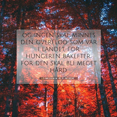 Picture 07 - 1 Mosebok 41:31 NORSK - og ingen skal minnes den overflod som var i - Bible Verse Picture