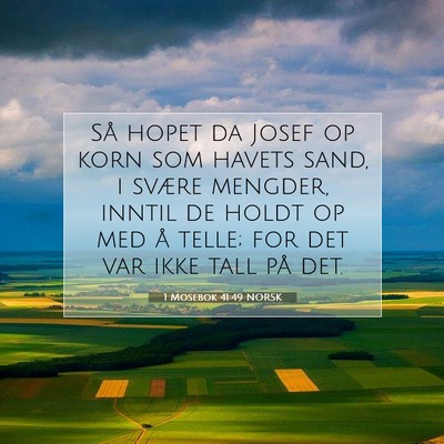 Picture 07 - 1 Mosebok 41:49 NORSK - Så hopet da Josef op korn som havets sand, i - Bible Verse Picture