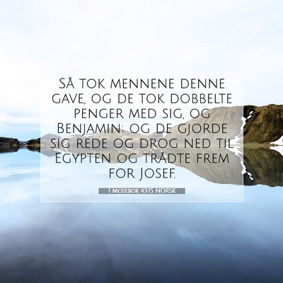 Picture 07 - 1 Mosebok 43:15 NORSK - Så tok mennene denne gave, og de tok dobbelte - Bible Verse Picture