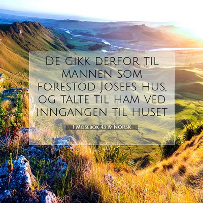 Picture 07 - 1 Mosebok 43:19 NORSK - De gikk derfor til mannen som forestod Josefs - Bible Verse Picture