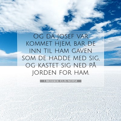 Picture 07 - 1 Mosebok 43:26 NORSK - Og da Josef var kommet hjem, bar de inn til ham - Bible Verse Picture