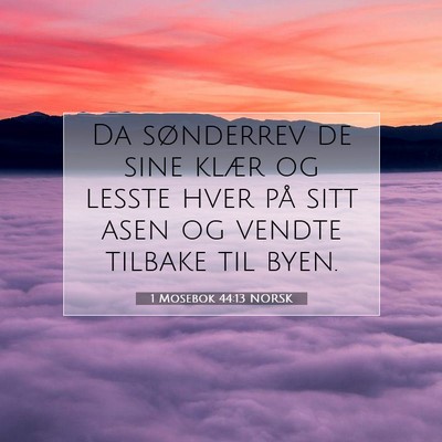 Picture 07 - 1 Mosebok 44:13 NORSK - Da sønderrev de sine klær og lesste hver på - Bible Verse Picture