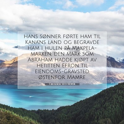 Picture 07 - 1 Mosebok 50:13 NORSK - hans sønner førte ham til Kana'ns land og - Bible Verse Picture