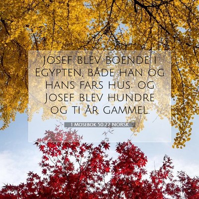 Picture 07 - 1 Mosebok 50:22 NORSK - Josef blev boende i Egypten, både han og hans - Bible Verse Picture