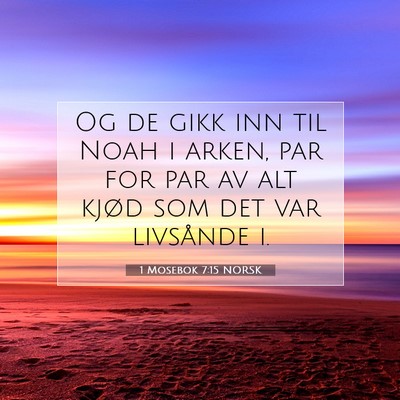 Picture 07 - 1 Mosebok 7:15 NORSK - Og de gikk inn til Noah i arken, par for par av - Bible Verse Picture