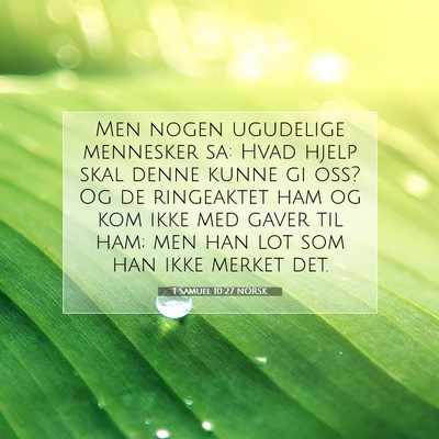 Picture 07 - 1 Samuel 10:27 NORSK - Men nogen ugudelige mennesker sa: Hvad hjelp skal - Bible Verse Picture