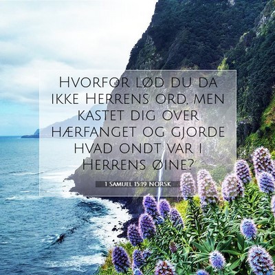 Picture 07 - 1 Samuel 15:19 NORSK - Hvorfor lød du da ikke Herrens ord, men kastet - Bible Verse Picture