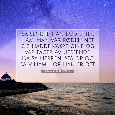 Picture 07 - 1 Samuel 16:12 NORSK - Så sendte han bud efter ham. Han var rødkinnet - Bible Verse Picture