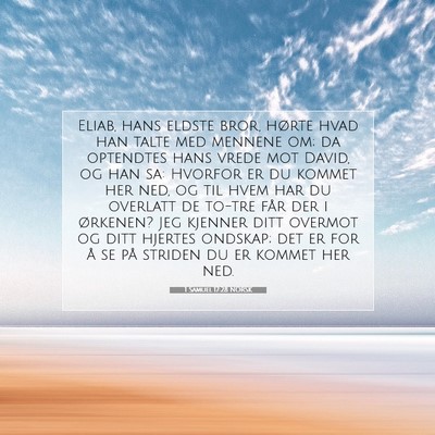 Picture 07 - 1 Samuel 17:28 NORSK - Eliab, hans eldste bror, hørte hvad han talte - Bible Verse Picture