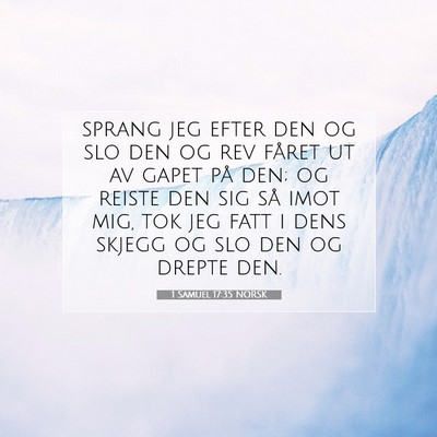 Picture 07 - 1 Samuel 17:35 NORSK - sprang jeg efter den og slo den og rev fåret ut - Bible Verse Picture